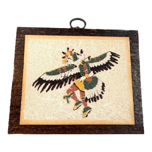Native American Sand Art Picture Frame "The Eagle Dance Ceremony Rainbow Way Ltd - Picture 1 of 5